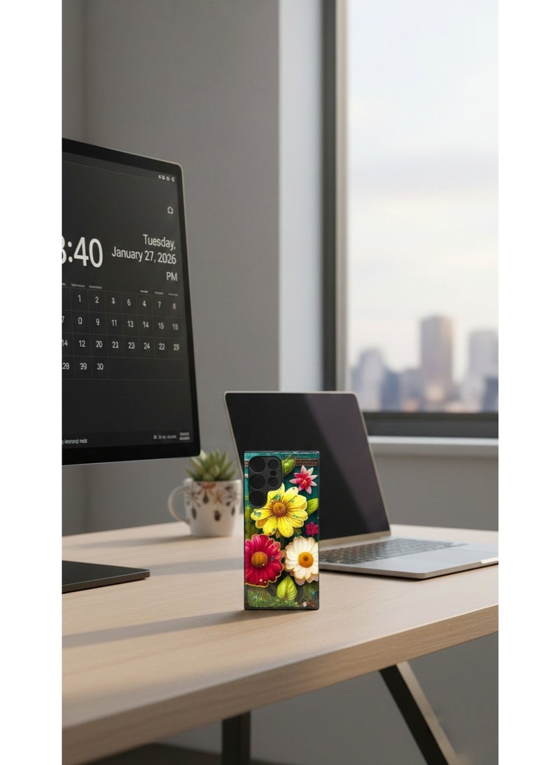 Grace Aesthetic "Flower Garden" Glitter Case - Protective & Stylish Art Cover for S23 Ultra - Image 3